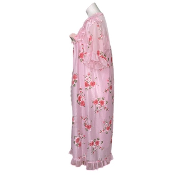 Pink Floral Robe & Pink Slip Set sz sm - Picture 2 of 6